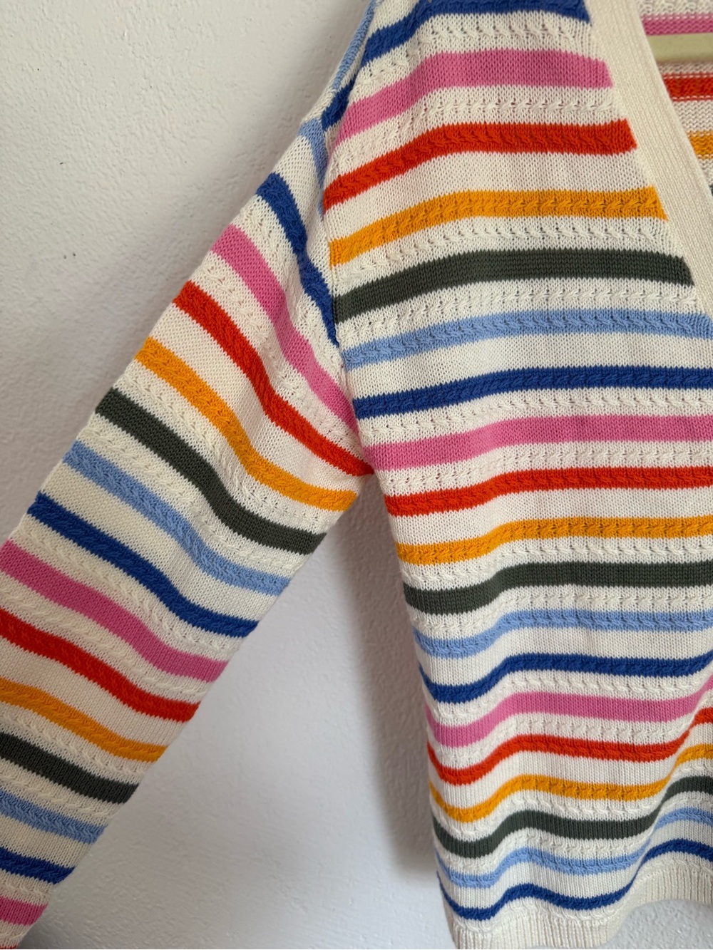 Talbots Size Medium Ribbed V-Neck Cardigan Sweater Striped Colorful Button Front - Picture 4 of 6